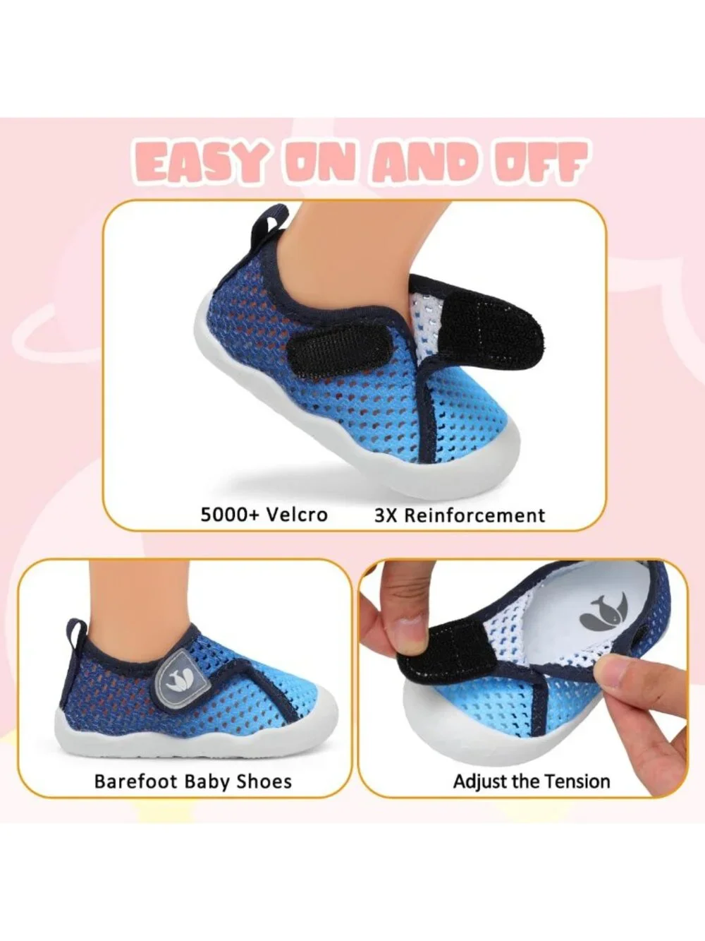 Wide Baby Water Shoes for Boys & Girls - Quick-Dry Aqua Socks for Beach & Pool